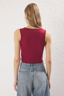 Trendyolmilla Tas-Bordo-Siyah-Gri 4lu Paket Fitted/Vucuda Oturan Orme Atlet TWOSS25AL00057  фото 7