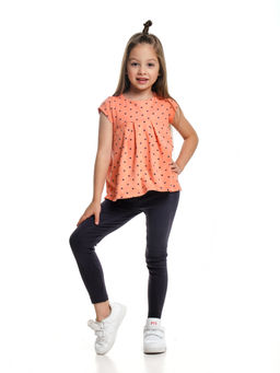Комплект для девочки детский сад с лосинами UD 1624 персик горошек - Mini maxi фото 12