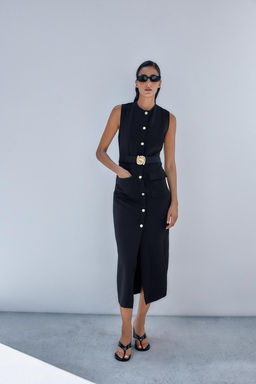 MIDI CREPE BELT DRESS - Zara фото 10