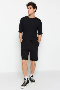 Siyah Regular/Normal Kesim Orta Boy Lastik Belli Bagc?kl? Duble Paca Sort TMNSS21SR0046