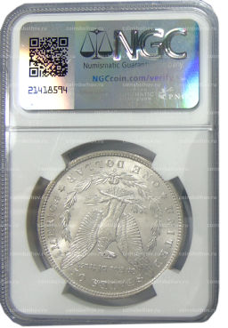 1 доллар 1885 года О США Доллар Моргана (в слабе NGC MS 63)
