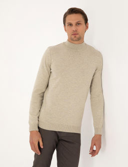 Kum Melanj Slim Fit Yar_m Bal_k__ Yaka Basic Triko Kazak