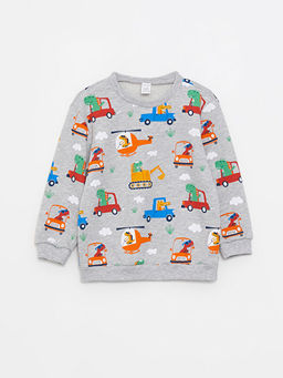 Bisiklet Yaka Uzun Kollu Bask?l? Erkek Bebek Sweatshirt 2li - Waikiki фото 3
