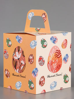 Цена за 5 шт. Коробка подарочная пасхальная с окном Расписные яйца, персиковый, 15?15?18 см - UPAK LAND фото 3