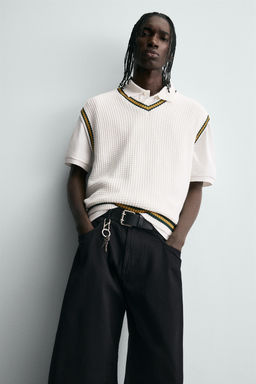 CONTRAST STRIPE KNIT WAISTCOAT - Zara фото 5