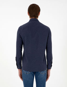 Lacivert Slim Fit Uzun Kollu G_mlek