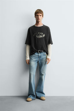 WASHED PRINT KNIT T-SHIRT