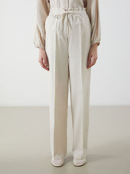 Beli Lastikli Keten Kar???ml? Kad?n Pantolon