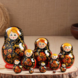 Матрёшка дерево «Хохлома», 10 кукольная, 16 см