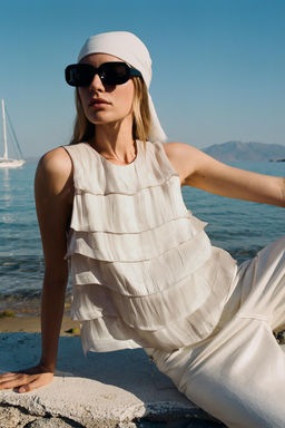 SHIMMER-EFFECT RUFFLED TOP - Zara фото 8