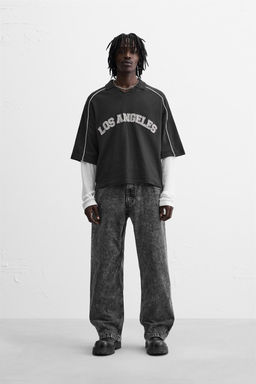 CONTRAST TEXT POLO SWEATSHIRT