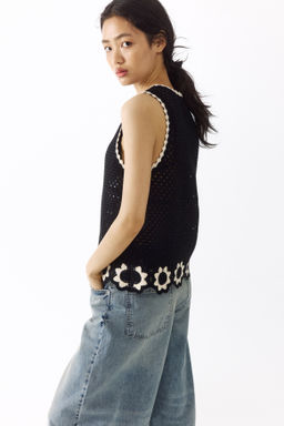 Crochet-look hole-knit top - H&m фото 5