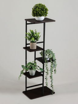 Подставка для цветов Greengo, 5 полок, 36×23×94 см, напольная, каркас металл, полки МДФ, чёрная