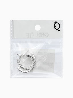 Цена за 2 шт. Серьги-кольца со стразами d=2,5см, цвет белый в серебре