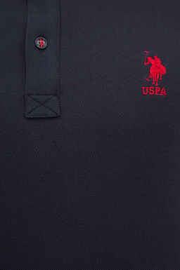 Мужская базовая футболка темно-синего цвета с воротником поло Неожиданная скидка в корзине - U.s. polo assn фото 5