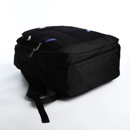 Рюкзак молодёжный из текстиля, 2 отдела на молнии, 4 кармана, цвет чёрный/синий - Simaland фото 3