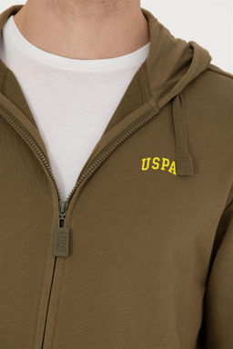 U. S. Polo Assn Мужской вязаный кардиган цвета хаки с капюшоном - U.s. polo assn фото 7