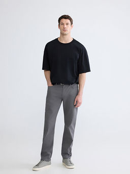 Oversize Fit Bisiklet Yaka K?sa Kollu Erkek Ti??rt