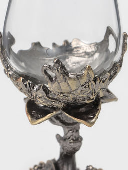 Рюмки для водки «Рыбалка», подарочный набор на 3 персоны, 50 мл, стекло, металл, цвет бронза