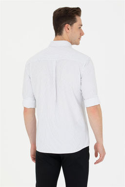 Мужская белая рубашка в темно-синюю полоску Неожиданная скидка в корзине - U.s. polo assn фото 5