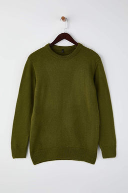 Haki Relaxed Bisiklet Yaka Kazak TMNAW26KZ00012