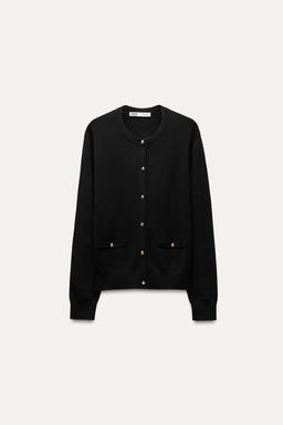 PLAIN KNIT CARDIGAN WITH GOLD BUTTONS - Zara фото 7