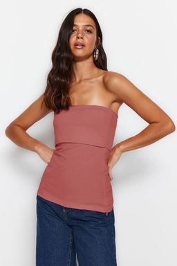 Trendyolmilla Beyaz Straplez Yaka Yandan Fermuarl? Krep Orme Bluz TWOSS23BZ00928  фото 32