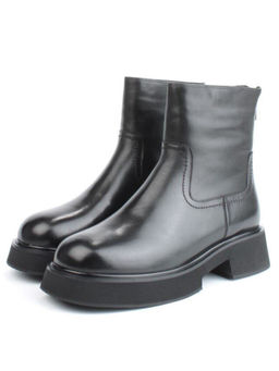 04-HJM396 BLACK Ботинки зимние женские (натуральная кожа, натуральный мех)