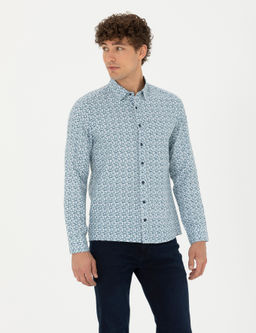 Рубашка Pierre Cardin Slim Fit светло-синяя с длинным рукавом
