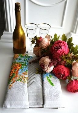 Столовый набор Мимоза:скатерть 150*250 см.+12 салф. рогожка