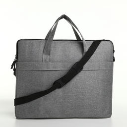 Сумка для ноутбука на молнии, наружный карман, держатель для чемодана, длинный ремень, 37.5×3×27.5 см, серая