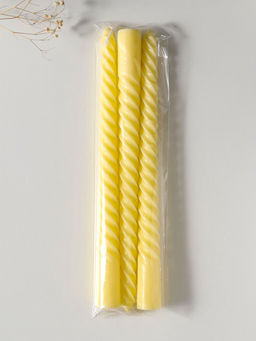 Свеча витая 25 см (набор 3 шт) 57 гр, 5 ч, цв. пастельно-жёлтый