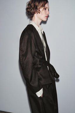 ZW COLLECTION LINEN BELTED KIMONO - Zara фото 2
