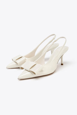 FAUX PATENT SLINGBACK HEELS WITH BOW - Zara фото 8