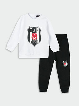 Bisiklet Yaka Be?ikta? Bask?l? Erkek Bebek Sweatshirt ve E?ofman Alt? Tak?m
