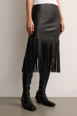 Юбка из экокожи с бахромой - Mollis фото 3
