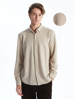 Slim Fit Uzun Kollu Erkek Dokulu G?mlek