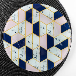 Тарелка стеклянная обеденная Доляна Розовый мрамор, d=23 см