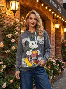 K13484 Толстовка OVER SIZE хлопок СЕРЫЙ