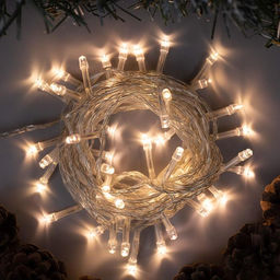 Гирлянда Нить 5 м, IP20, прозрачная нить, 50 LED, 8 режимов, 220 В, свечение тёплое белое