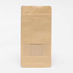 Цена за 50 шт. Пакет Zip-lock Крафт с плоским дном, прямоугольное окно, 10×20 см