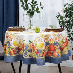 Скатерть Этель Southern fruits, d=215 см с ГМВО, 100% хлопок, саржа 190 г/м?