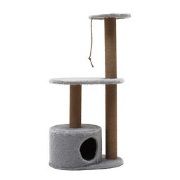 Комплекс для кошек с когтеточкой, с круглым домом, 2 полками, 60 х 40 х 100 см, серый