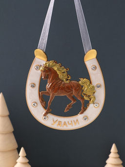 Подкова-оберег Удачи, панно на стену, 10.5?10.5?0.05 см, эмаль, стразы