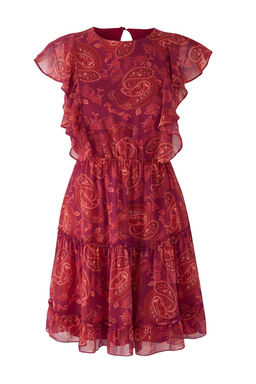 TRENDYOLMILLA Bordo Etnik Desenli Belden Ac?lan F?rf?rl? Mini Sifon Astarl? Dokuma Elbise TWOSS24EL00745  фото 5