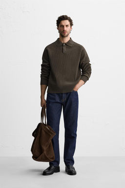 TEXTURED STITCHED POLO SHIRT