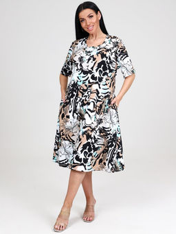 874 ПЛАТЬЕ ЖЕНСКОЕ (Черный/бежевый) - А-дина фото 3