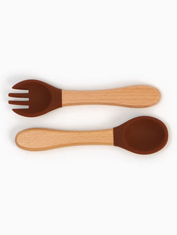 Тарелка детская секционная с ложкой и вилкой, 3 секции, молочный, Mum&Baby