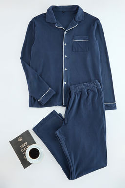 TRENDYOL MAN indigo Yumusak Tuse Orme Pijama Tak?m? TMNAW25PT00022 - Trendyolmilla фото 6