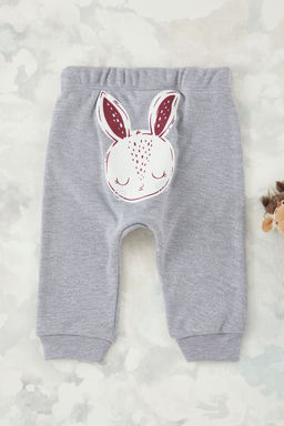 Gri Melanj K?z Bebek Tavsan Bask?l? Orme Tayt/Esofman Alt? TKDSS25TA00018